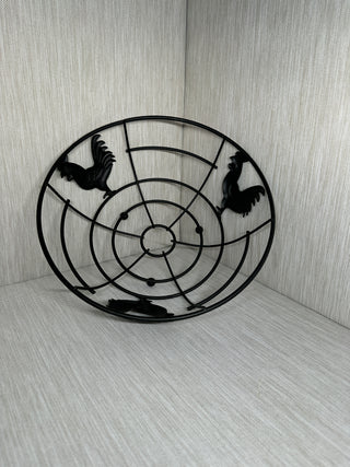 Rooster Black Metal Wire Fruit Bowl