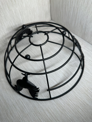 Rooster Black Metal Wire Fruit Bowl