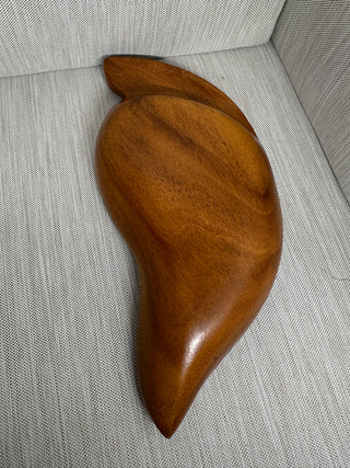 Hand-Carved Monkey Pod Wood Leaf Serving Bowl