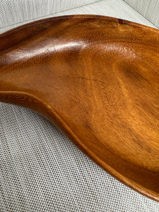 Hand-Carved Monkey Pod Wood Leaf Serving Bowl