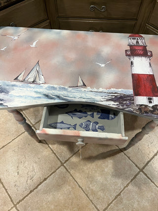 Custom Designed Lighthouse Table w/Drawer
