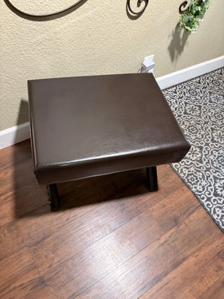 New Brown PU Leather Bench with Nailhead Trim