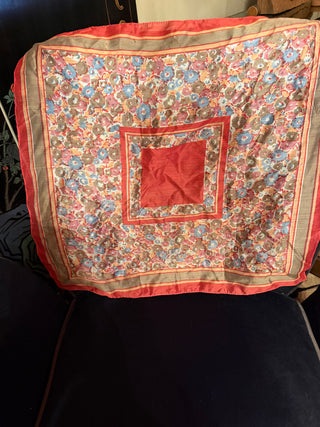 orange artful square scarf