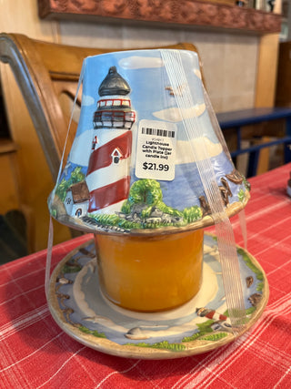 Lighthouse Yankee Candle Topper with Plate (jar candle inc)