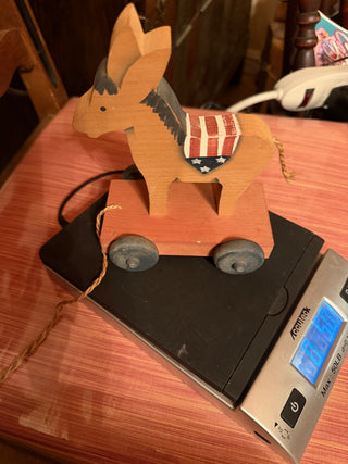 Humphrey-Muskie Bank, Folk Art Donkey on Wheels