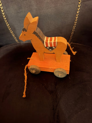 Humphrey-Muskie Bank, Folk Art Donkey on Wheels