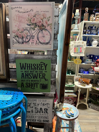 Whiskey is Worth A Shot Hand Made Wooden Wall Decor.