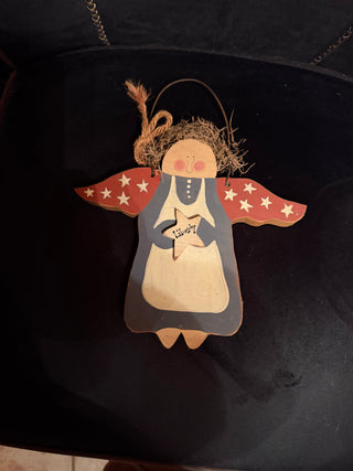 Vintage painted folk Art Liberty Angel VV