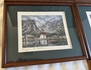 Collection of 7 Framed Maurice Legendre Lithographs: Germany Scenes (10.5" x 8.75")