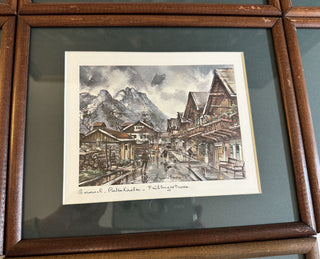 Collection of 7 Framed Maurice Legendre Lithographs: Germany Scenes (10.5" x 8.75")