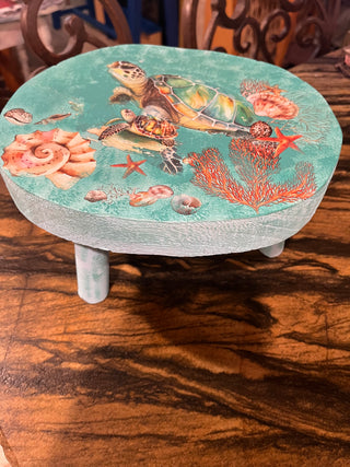 Custom Designed Turtle Solid Wood Stool Or Riser