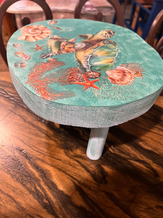 Custom Designed Turtle Solid Wood Stool Or Riser