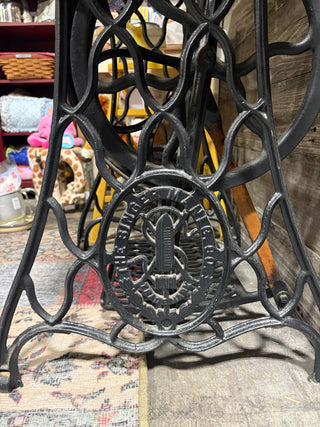 Granite Top Iron Singer Peddle Wheel  Sewing Machine Table