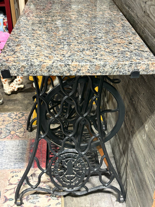 Granite Top Iron Singer Peddle Wheel  Sewing Machine Table
