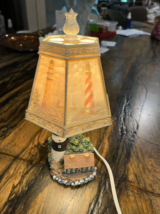 Vintage Lighthouse Lamp w/3D Plastic Shade.