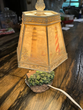 Vintage Lighthouse Lamp w/3D Plastic Shade.