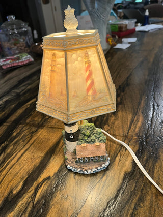 Vintage Lighthouse Lamp w/3D Plastic Shade.