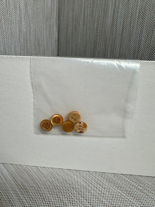 5 Amber Tortoiseshell Horn-Style Buttons - 4-Hole Flat Rim Resin Sewing