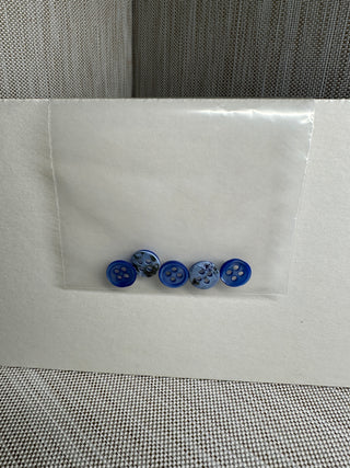 5 Blue Marbled Tortoiseshell Shirt Buttons - 4-Hole Resin Sewing Closures