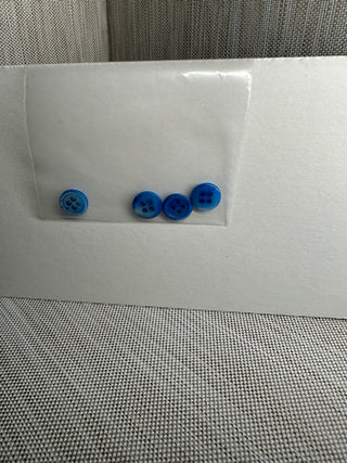 4 Cornflower Blue Shirt Buttons - 4-Hole Flat Rim Resin Sewing Closures