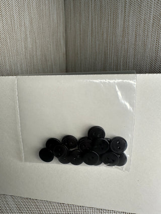 14 Foxey Novelty Black Buttons - 2-Hole Matte Resin Designer Fashion Sewing Closures