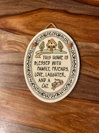 Oval Decor - Family, Friends, Love, Laughter, Cat