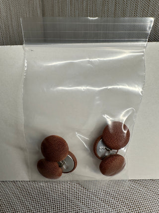 5 Vintage Chocolate Brown Satin Fabric Covered Buttons - Size 30 Metal Wire Shank Back Dome Sewing Closures