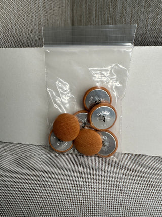 6 Vintage Camel Tan Fabric Covered Buttons - Size 40 Handy Metal Wire Shank Back Overcoat Closures