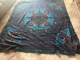 Vintage Hand Made Large Embroidered Tapestry  approx. 88" X 84"