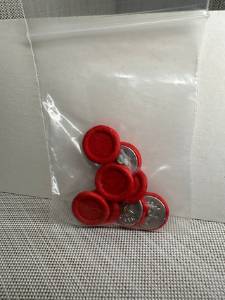 C&C Metal Products Red Fabric Covered Buttons - Flat Center Rim Wire Shank Sewing Closures