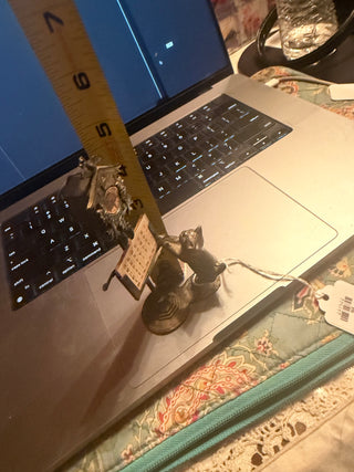 Rare 1950's Desk Metal cuckoo clock and kitty Calendar paperweight Antique decoration