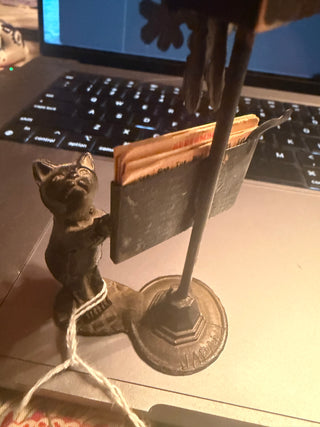 Rare 1950's Desk Metal cuckoo clock and kitty Calendar paperweight Antique decoration