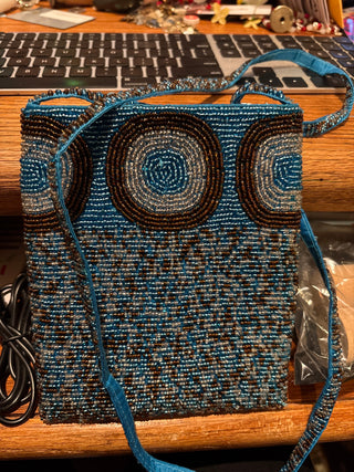 Vtg. beaded crossbody purse (1960-80) boho design