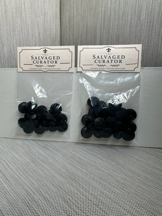 Vintage Fabric-Covered Small Black Button Packs