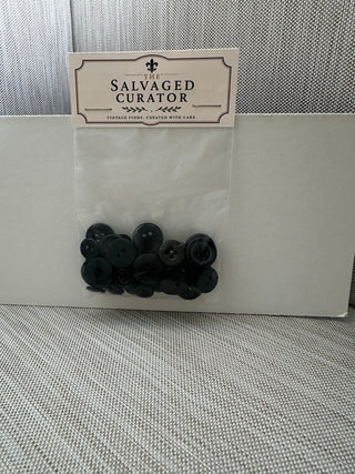 Vintage Mixed Black Round Button Assortment