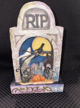 LE - Jim Shore 2010 "Haunted Eve "Black lighted Gravestone