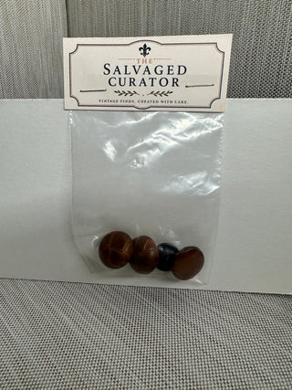 Vintage Faux Leather Woven Button Set