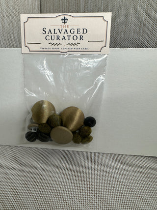 Vintage Satin and Textured Olive Button Lot