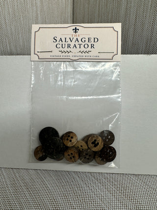 Vintage Coconut Shell 4-Hole Button Set