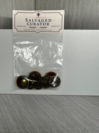 Vintage Brass-Toned Crest & Filigree Button Lot