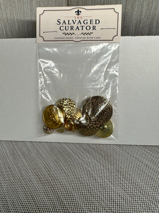Vintage Polished Gold-Toned Mixed Filigree & Crest Button Lot