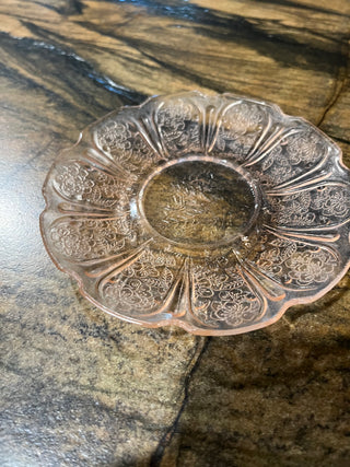 Jeannette Pink Cherry Blossom Depression Glass Saucer