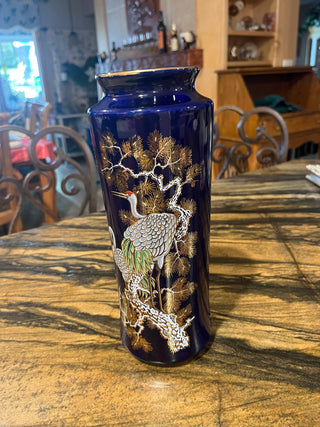 Vintage Porcelain Cobalt Blue Japanese Vase