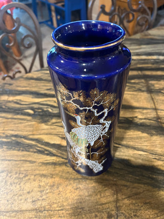 Vintage Porcelain Cobalt Blue Japanese Vase