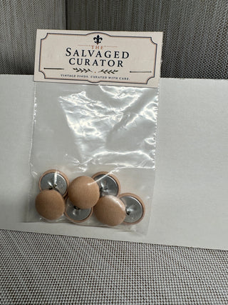 Vintage Peach Fabric-Covered Shank Button Set