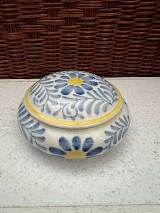 Blue and yellow floral trinket box