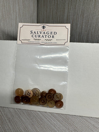 Vintage Caramel-Colored 4-Hole Utility Button Lot