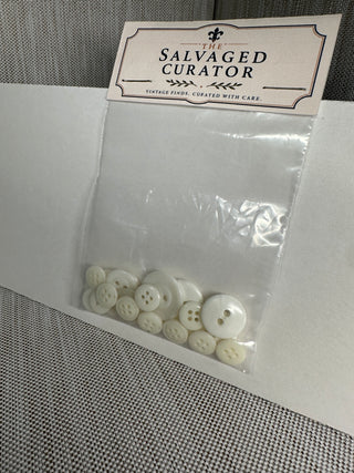 Vintage White Mixed 2-Hole & 4-Hole Utility Button Bulk Lot