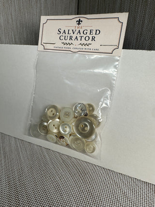 Vintage Iridescent White & Clear Button Assortment