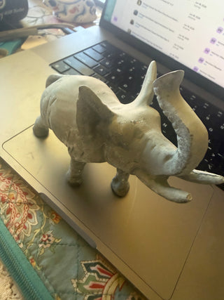 Metal Elephant Statue 5" X 5" Trunk up good luck paper weight figure
